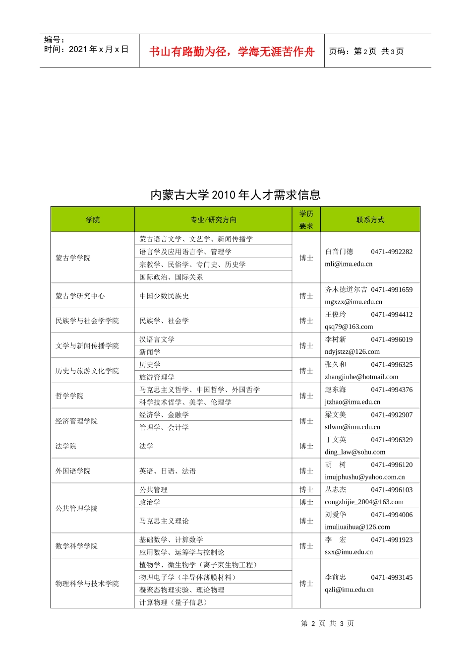 内蒙古大学XXXX年招聘信息doc-学校现状_第2页