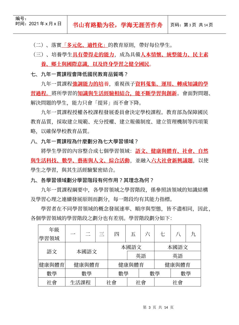 九十八年度课后照顾师资培训九年一贯课程讲授资料_第3页