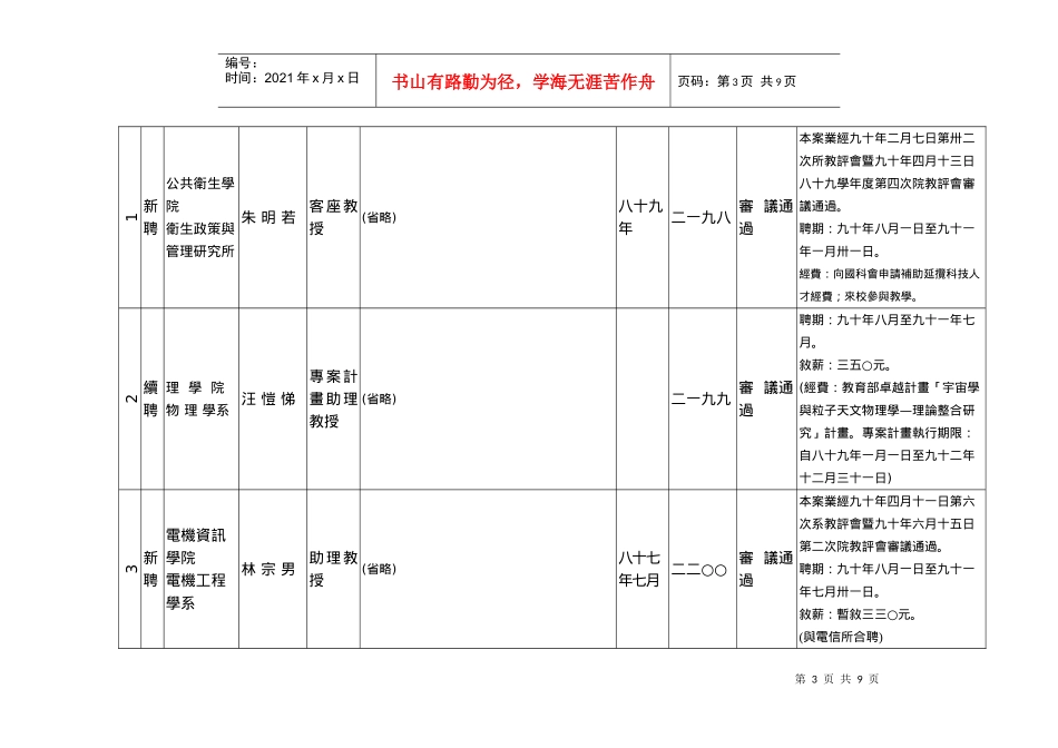 国立台湾大学教师评审委员会八十九学年度第七次会议纪录_第3页
