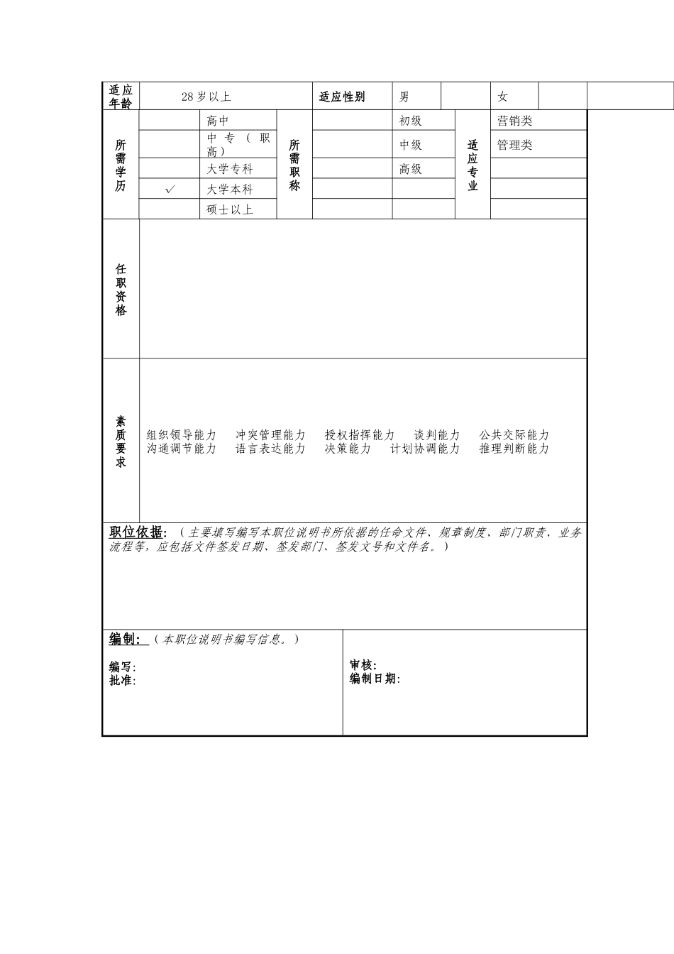 市场部主任岗位说明书-_第2页