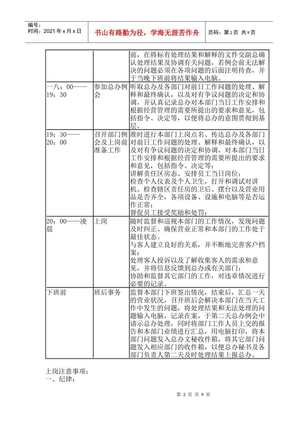 岗位职责及上岗注意事项基本要求_第2页