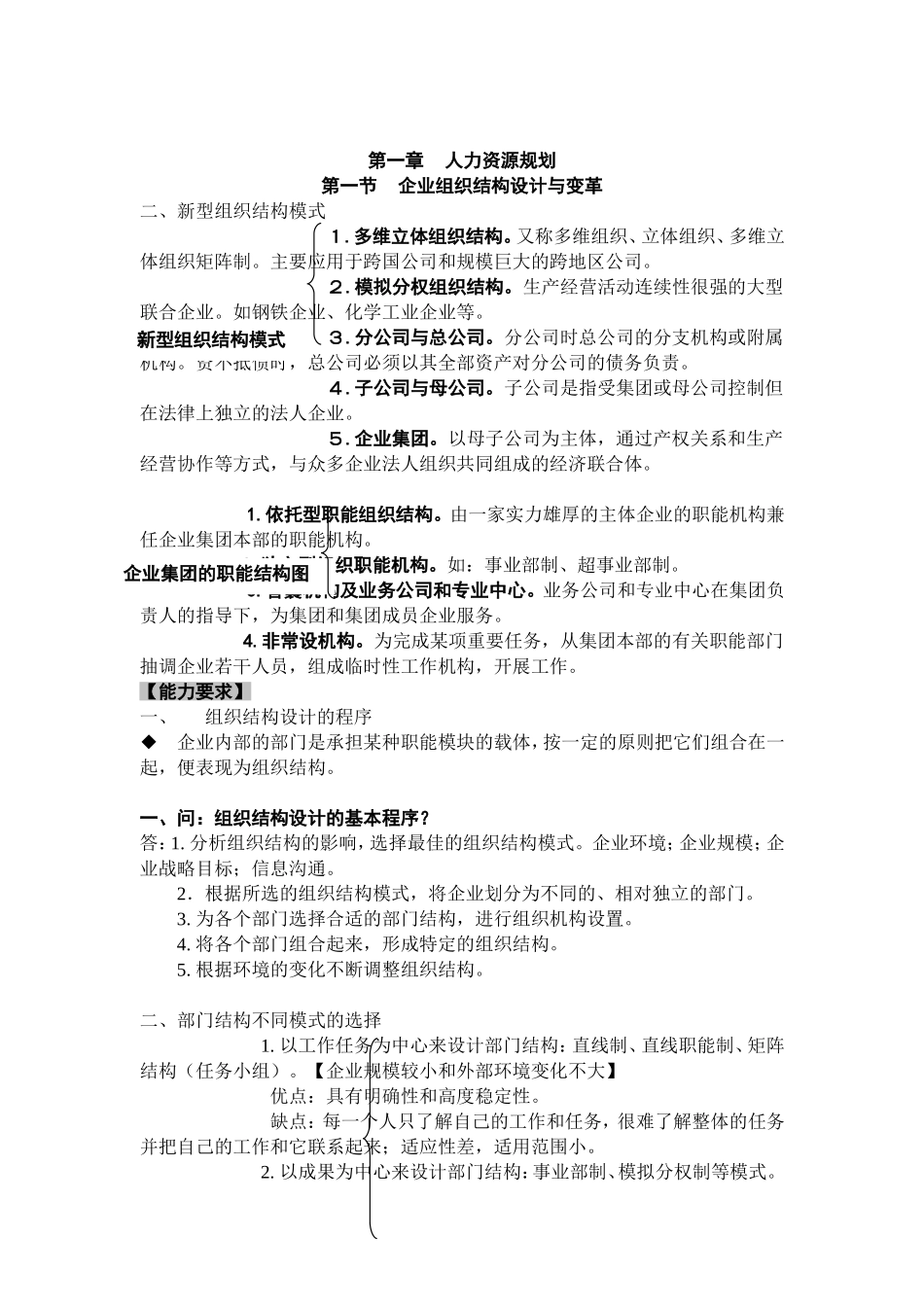 企业人力资源规划与组织结构设计_第1页