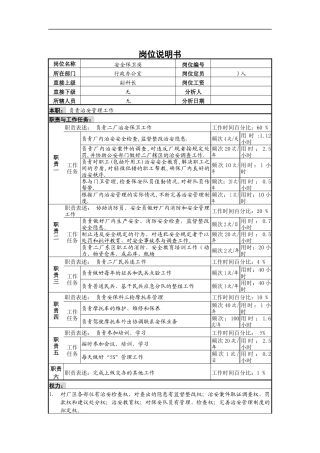 安全保卫岗位说明书B