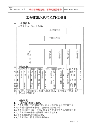 工程部组织机构及岗位职责分析
