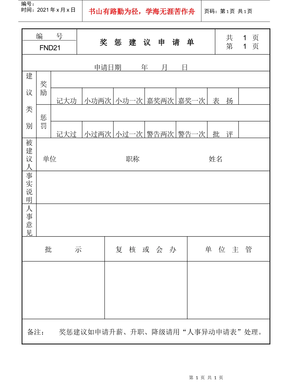 人力资源-202221奖惩建议申请单_第1页