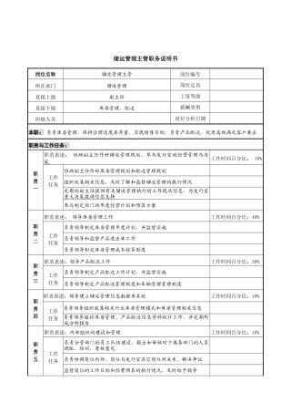 中国建筑研究所储运管理主管职务说明书