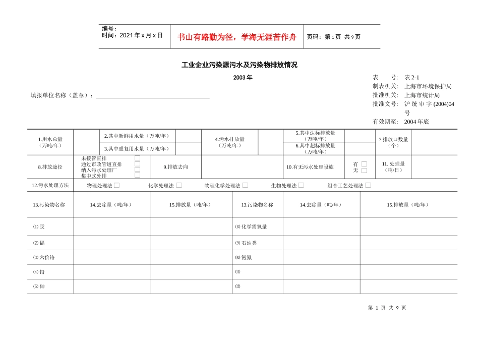 工业企业污染源污水及污染物排放情况_第1页