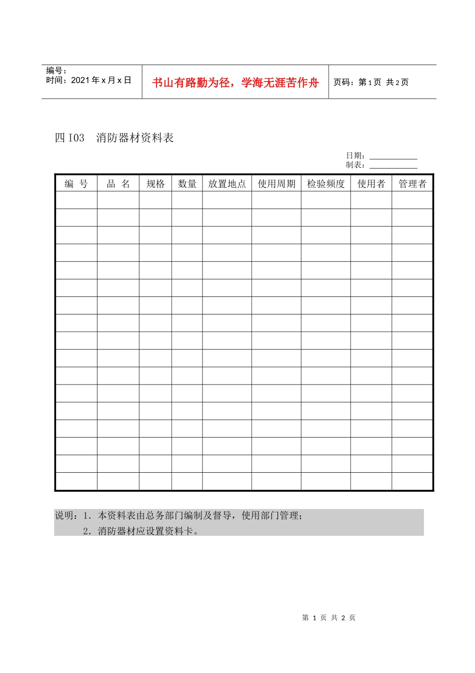 人力资源-2022I03消防器材资料表_第1页