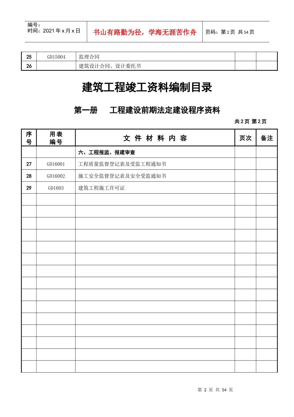 XXXX年最新更新-佛山建筑工程竣工资料编制目录(内容)_第2页