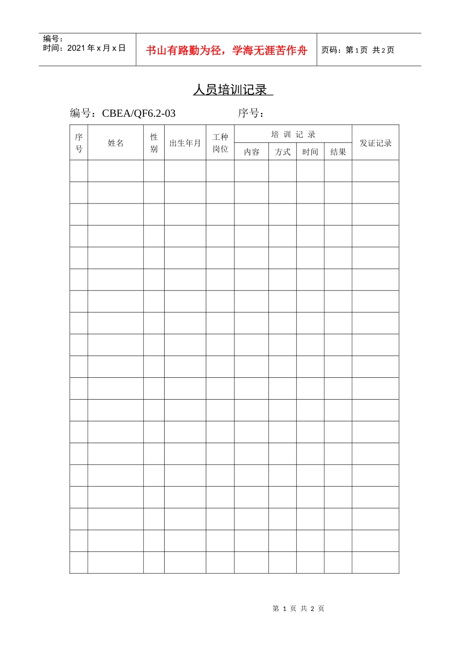 人员培训记录_第1页
