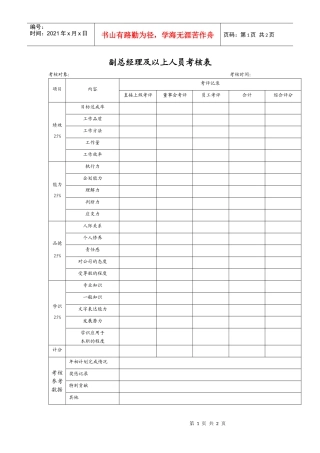 副总经理及以上人员考核表.