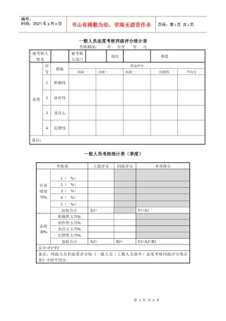 一般人员考核统计表
