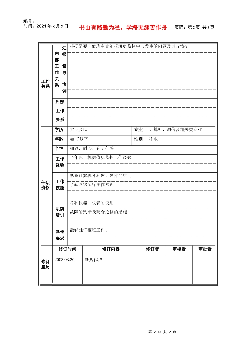 值机专员岗位说明书_第2页