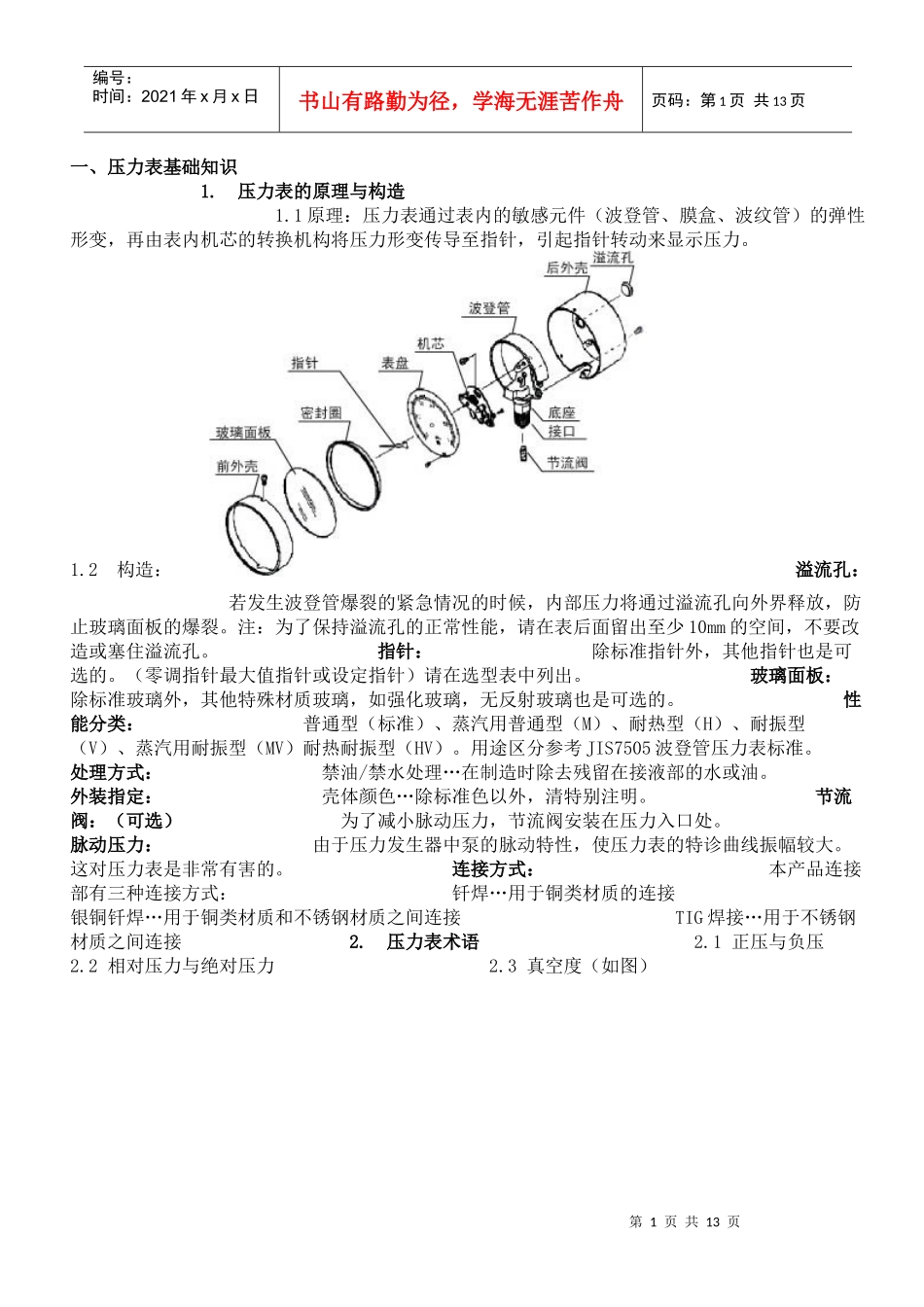 压力表基础知识(1)_第1页
