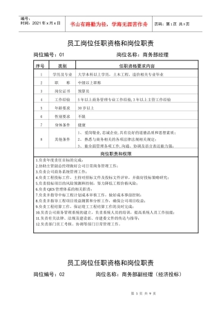 岗位职责(商务部)