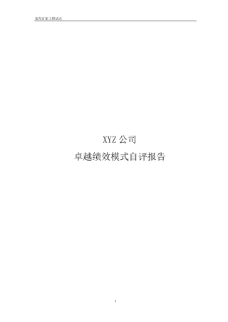 XYZ公司卓越绩效自评报告(模板)