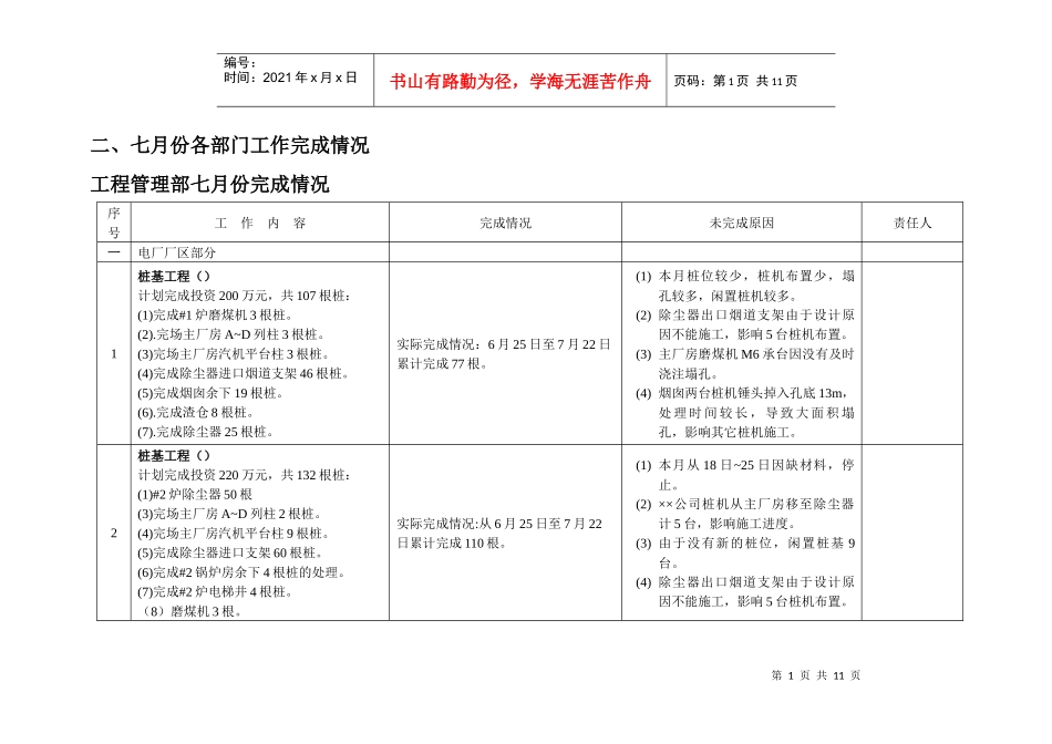 工程部8月份工作计划_第3页