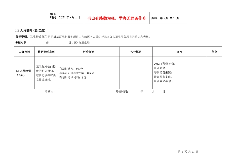 均等化绩效考核检查现场用表XXXX1107_第3页