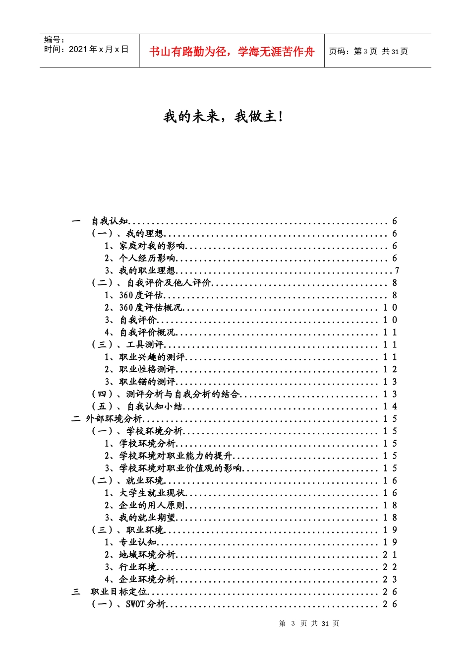 大学生职业生涯规划获奖作品_第3页