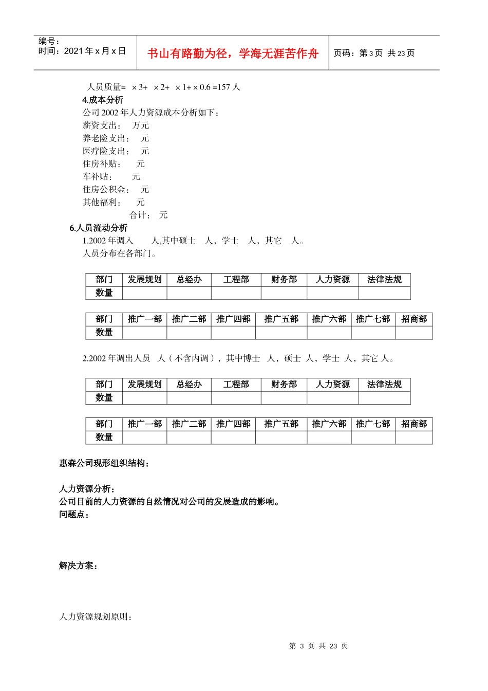 天津惠森公司人力资源规划_第3页