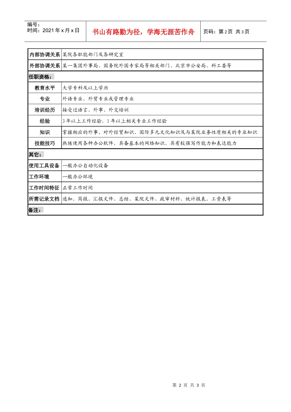 外事事务专责职务说明书_第2页