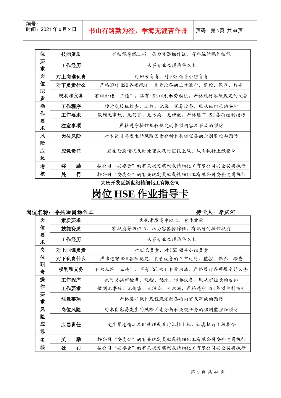 岗位HSE作业指导卡_第3页