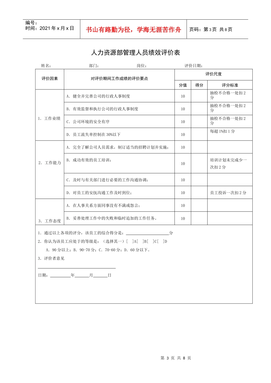 工厂管理人员绩效考核_第3页