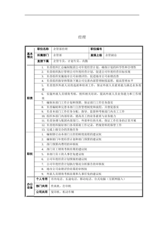 企管部经理岗位说明书