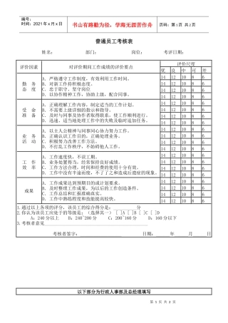 【品质表格】普通员工考核表