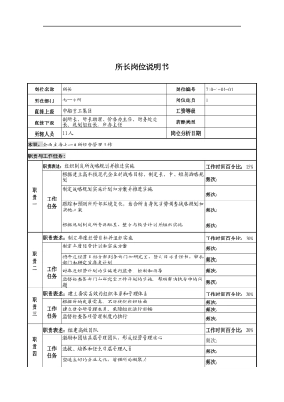 中船重工研究所所长岗位说明书