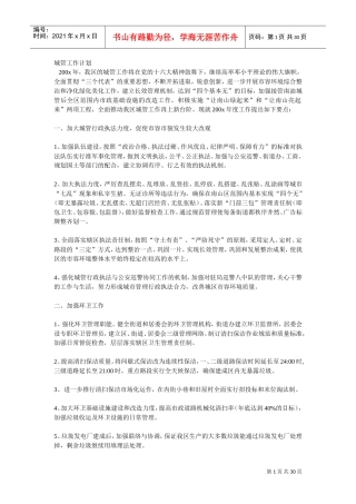 城管工作计划书