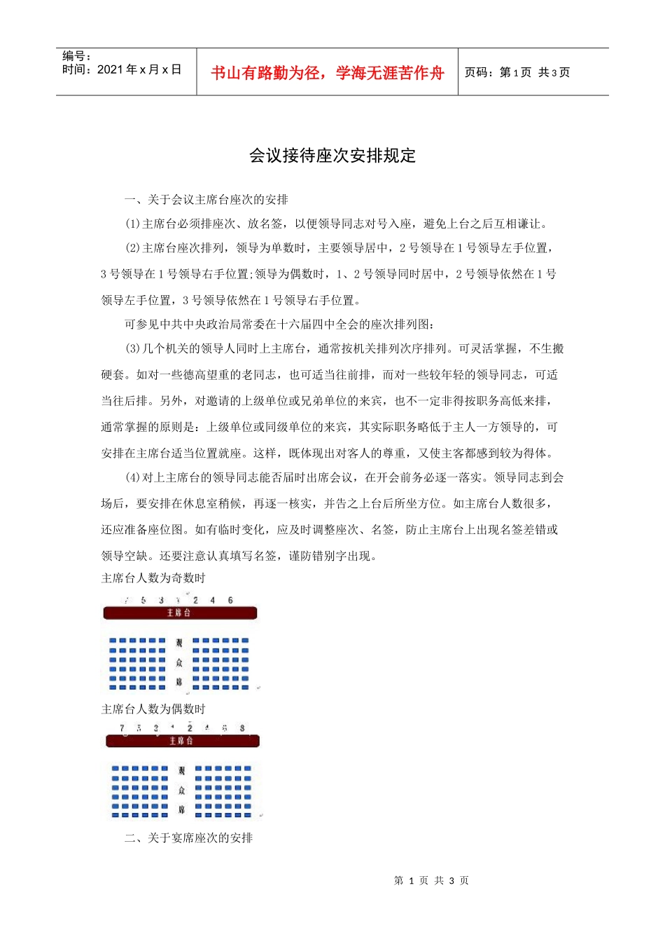 会议接待座次安排规定_第1页