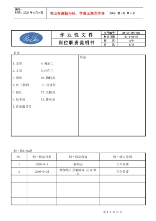 喷涂岗位职责说明书