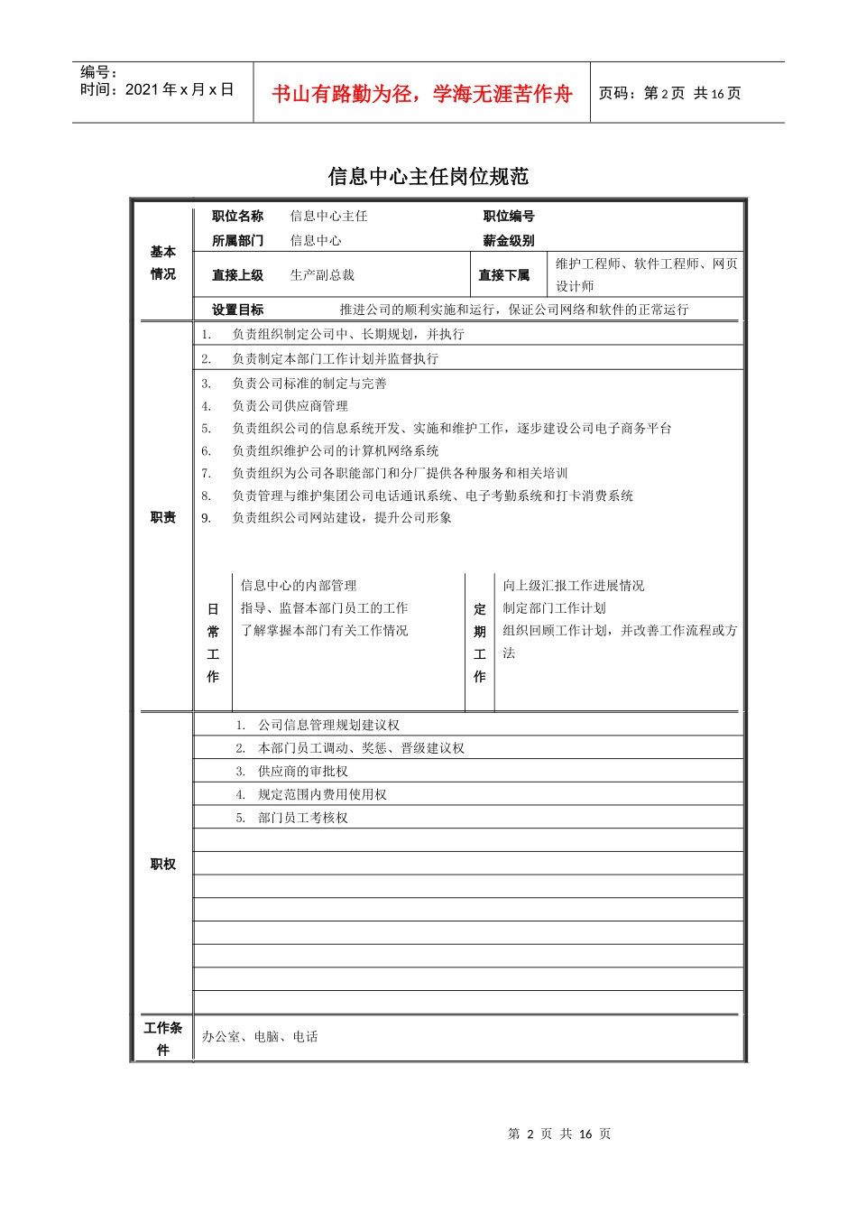 信息中心各岗位职责描述_第2页