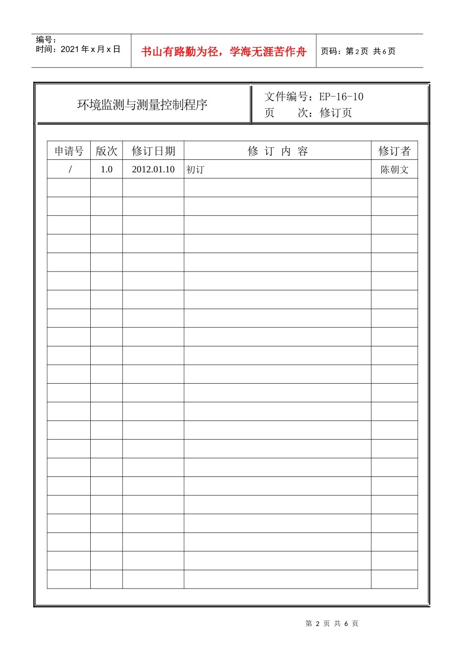 人力资源-2022EP-16-10环境监测与测量控制程序_第2页