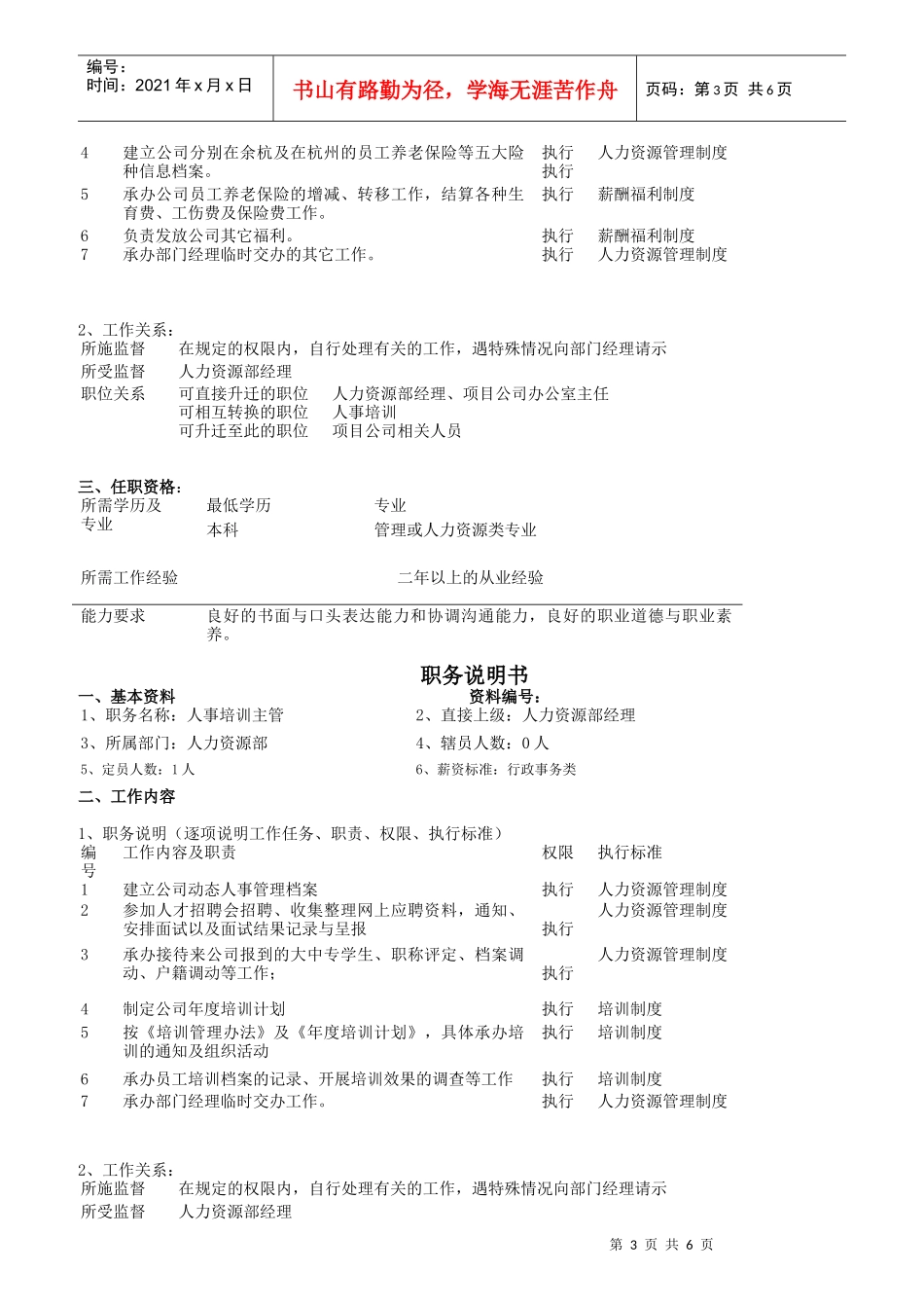 华立地产集团职务说明书_第3页