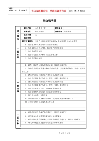 人力资源-20226行政管理部_办公事务主管_职位说明书