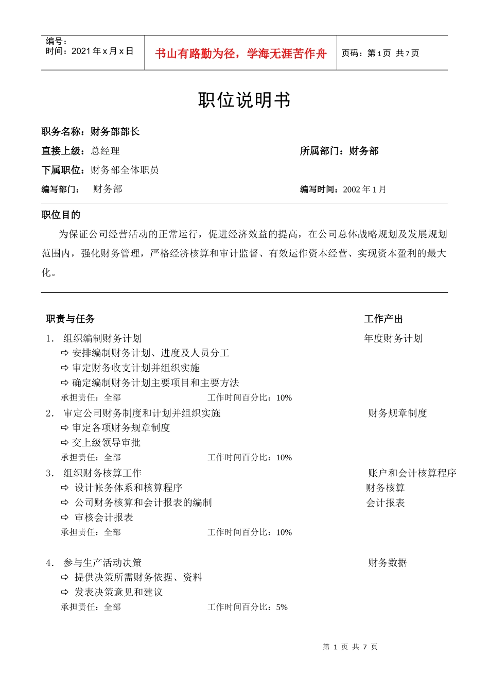 均瑶岗位说明书_职能_第1页