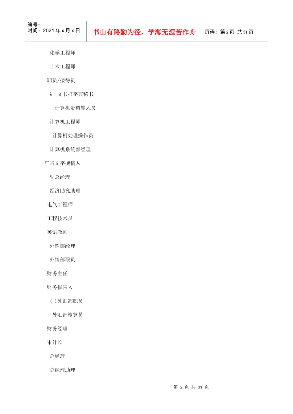 常见职务、职位英文译名_第2页