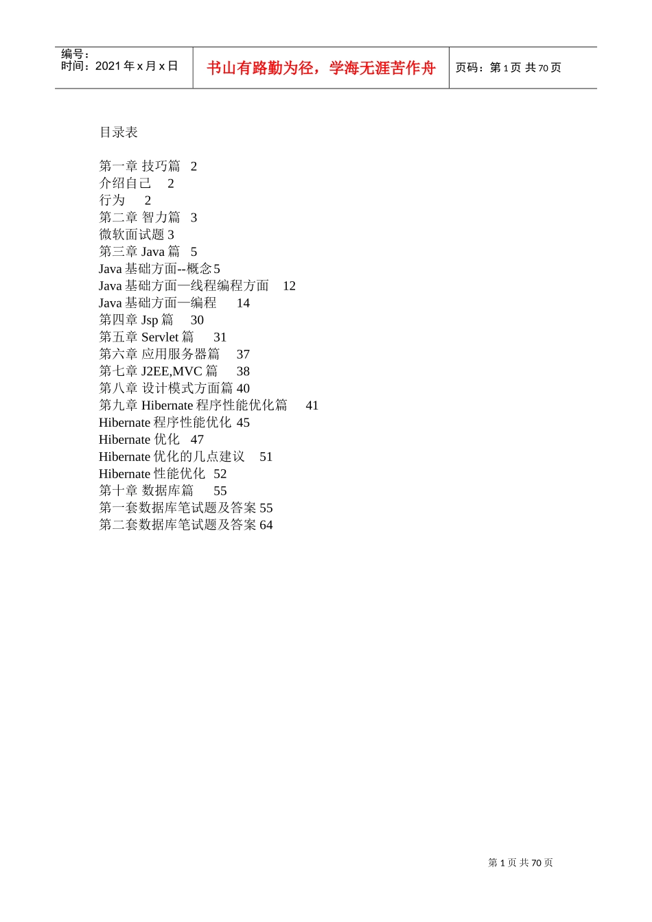 人力资源-2022Java面试题集最全版_第1页