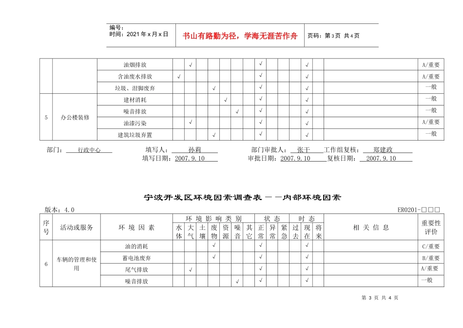 宁波开发区环境因素调查表——内部环境因素_第3页