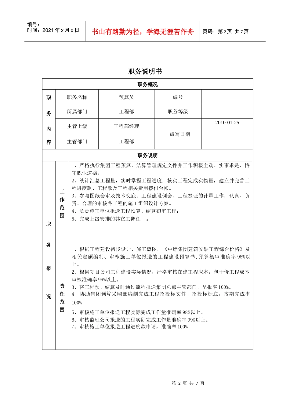 工程部职务说明书do(空白)c_第2页