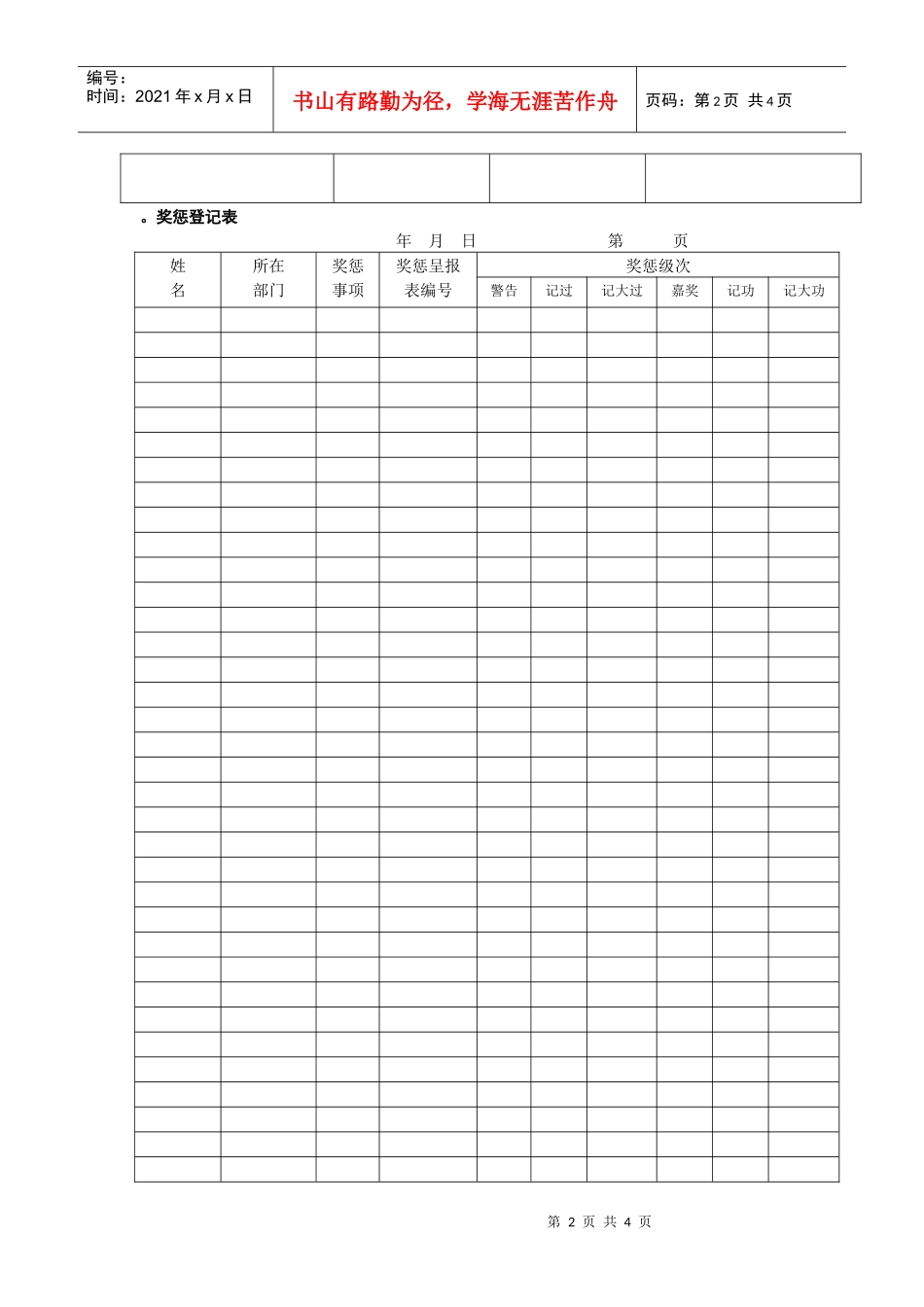 奖惩申报表（范本）+赠送奖惩登记、公告表（范本）_第2页