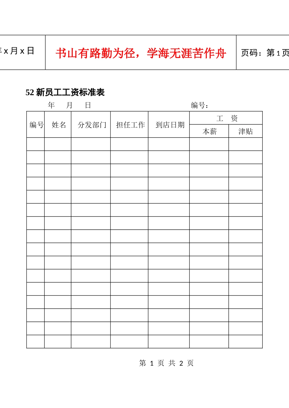 人力资源-202252新员工工资标准表_第1页