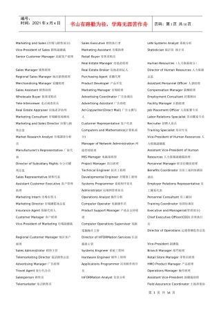 人力资源（HR）专业英语