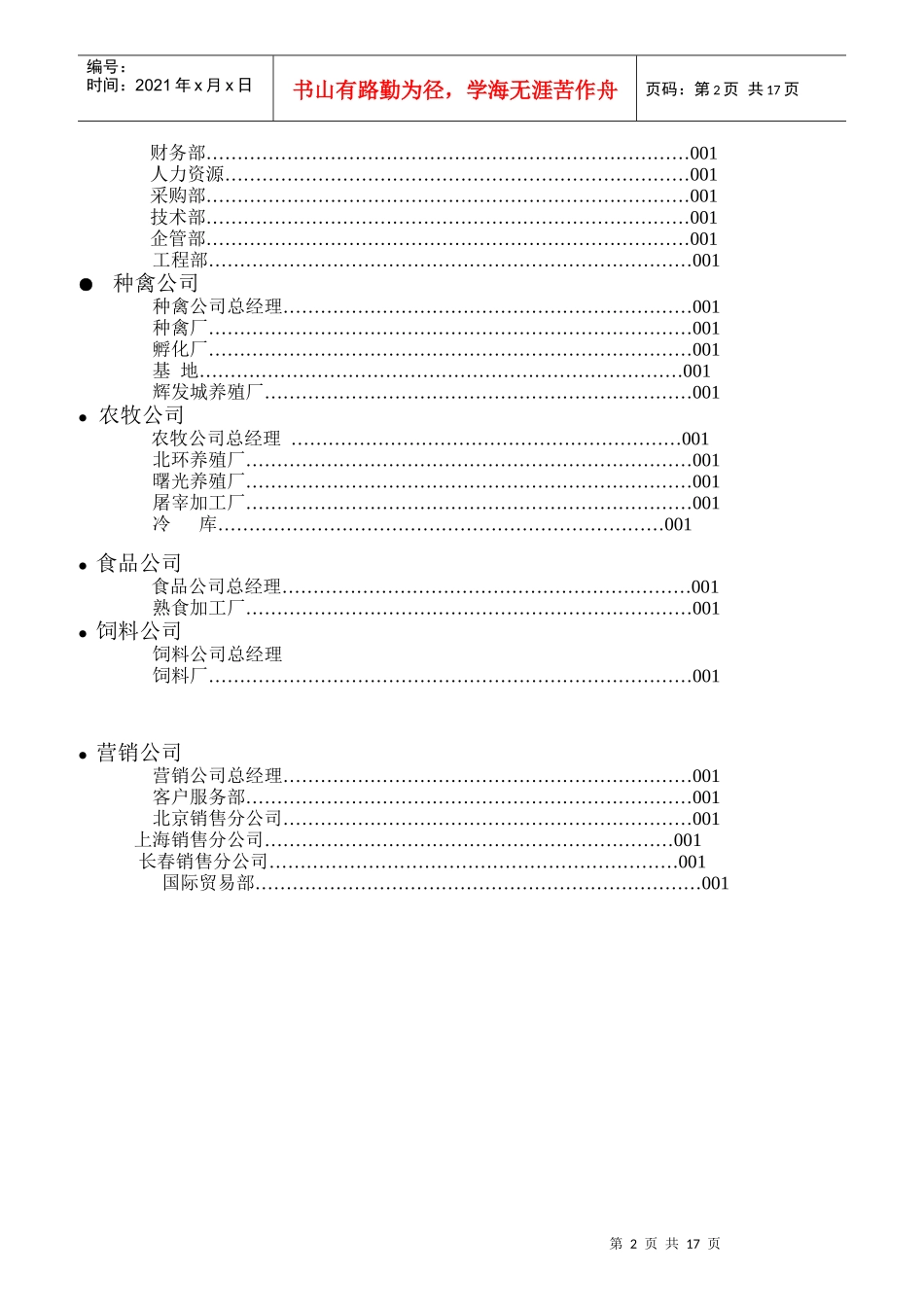 农牧股份有限公司岗位说明书_第2页
