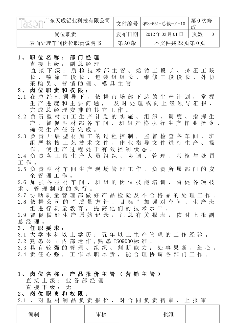 型材部岗位职责_第1页