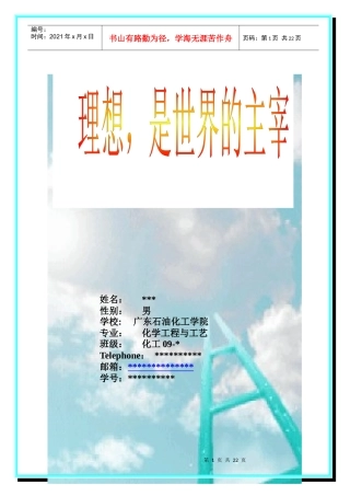 大学生职业生涯规划 化学工程与工艺