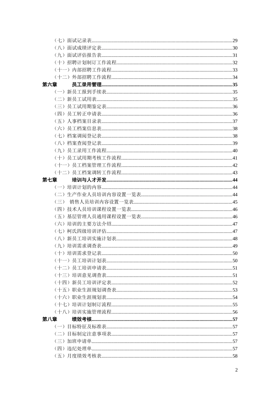 人力资源内容大全及各种表格_第2页