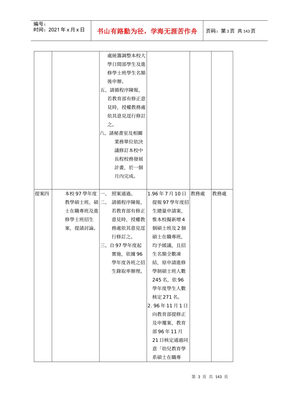 国立台南大学九十六学年度第一学期校务会议纪录_第3页